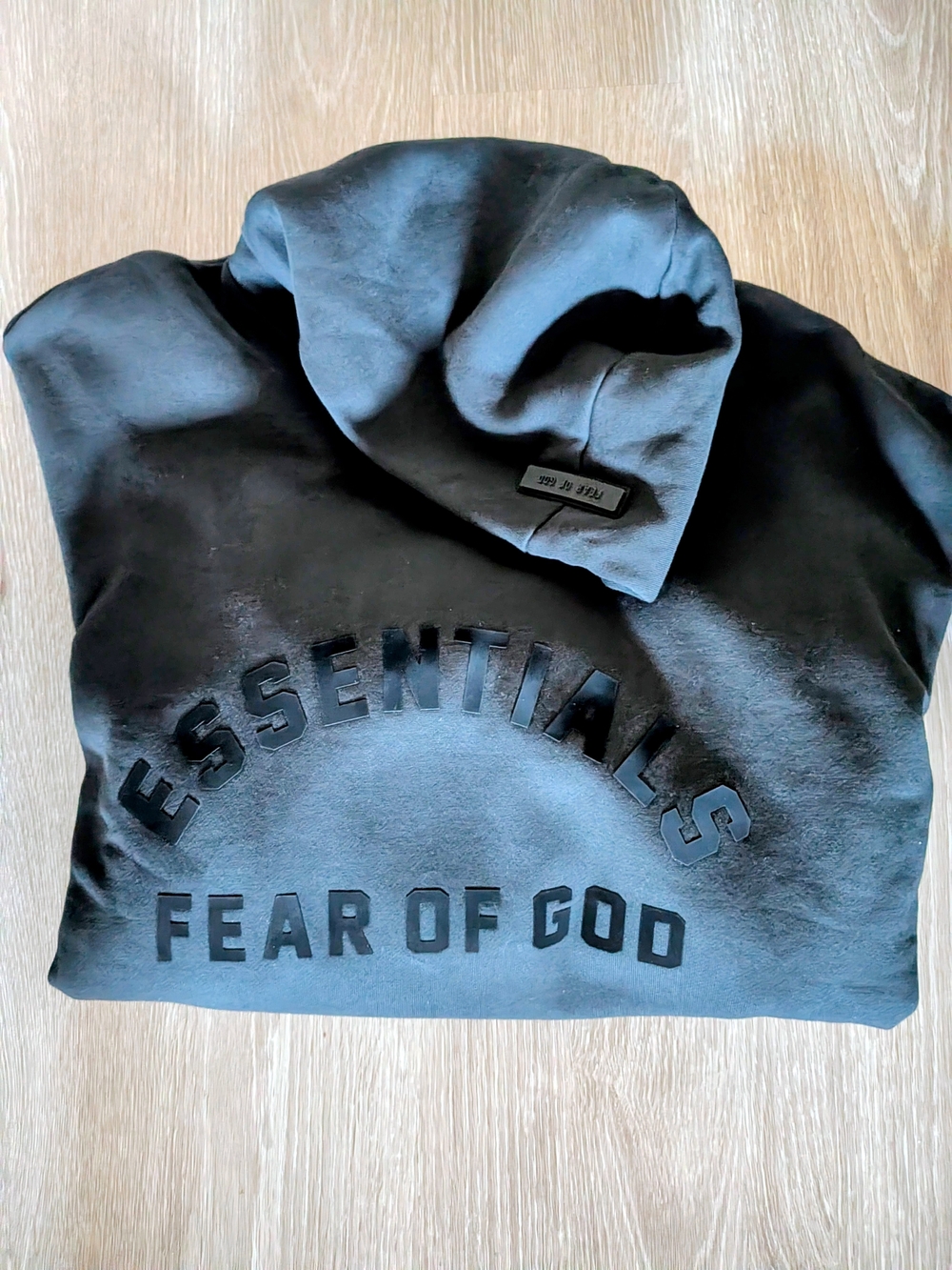 Fear of God Essentials Men's Crewneck Hoodie, black. Like New
